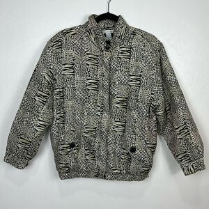 Anna And Frank Vintage Silk Animal Print Puffer Quilted Jacket Size S